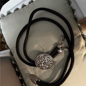 Brighton Western Black and Silver Women's Woven Belt